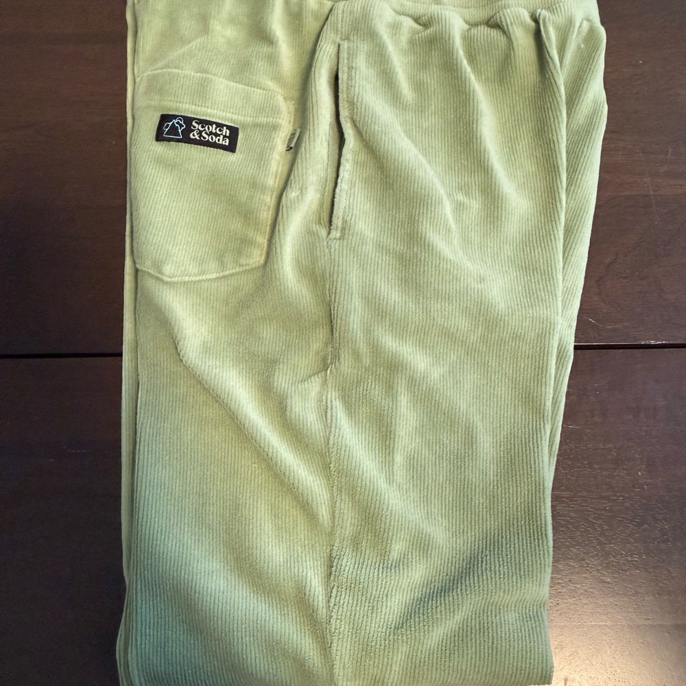 Scotch & Soda Corduroy Trousers in Sage Green